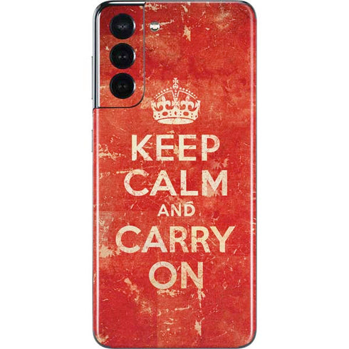 Keep Calm and Carry On Distressed Galaxy S21 5G Skin