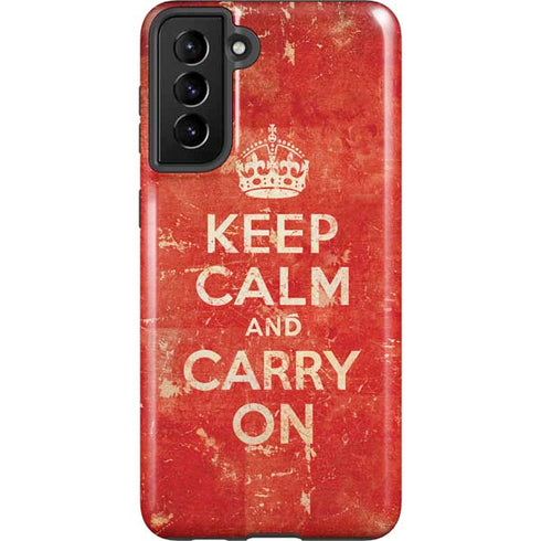 Keep Calm and Carry On Distressed Galaxy S21 Plus 5G Pro Case