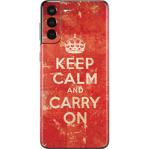 Keep Calm and Carry On Distressed Galaxy S21 Plus 5G Skin