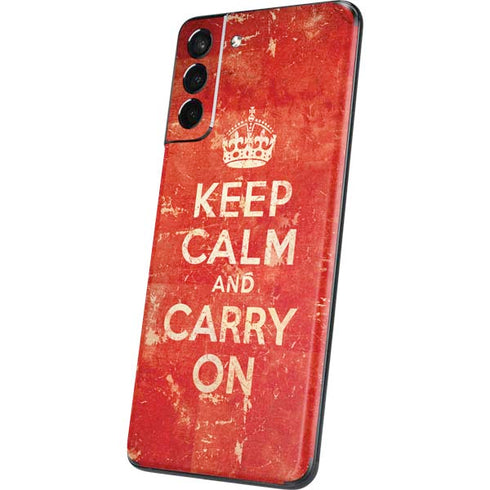 Keep Calm and Carry On Distressed Galaxy S21 Plus 5G Skin
