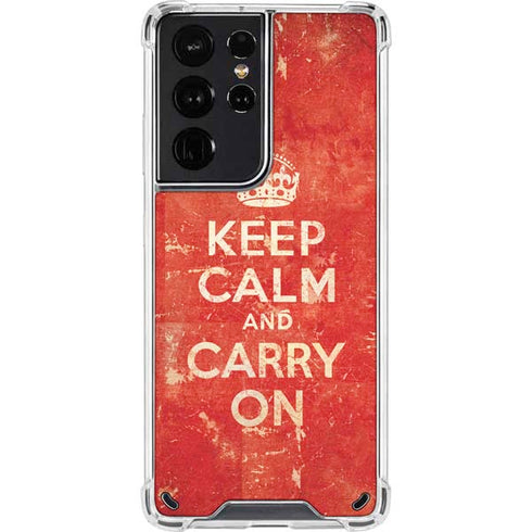 Keep Calm and Carry On Distressed Galaxy S21 Ultra 5G Clear Case