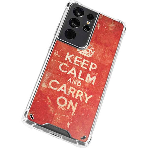 Keep Calm and Carry On Distressed Galaxy S21 Ultra 5G Clear Case