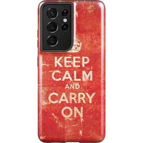 Keep Calm and Carry On Distressed Galaxy S21 Ultra 5G Pro Case