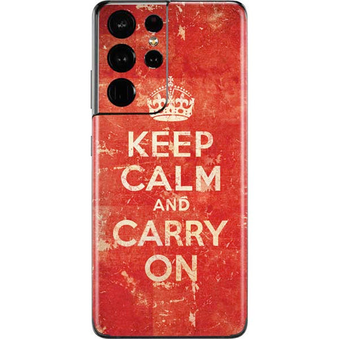 Keep Calm and Carry On Distressed Galaxy S21 Ultra 5G Skin