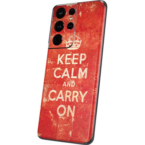 Keep Calm and Carry On Distressed Galaxy S21 Ultra 5G Skin