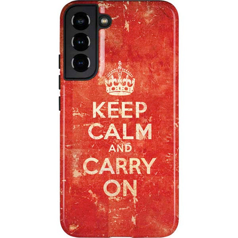 Keep Calm and Carry On Distressed Galaxy S22 Plus Pro Case