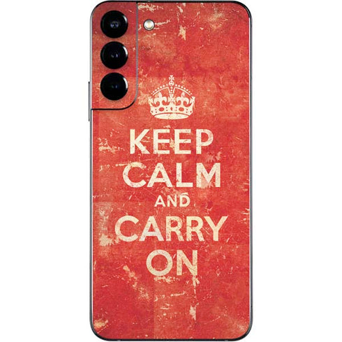 Keep Calm and Carry On Distressed Galaxy S22 Plus Skin
