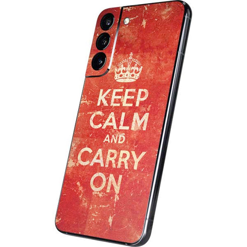 Keep Calm and Carry On Distressed Galaxy S22 Plus Skin