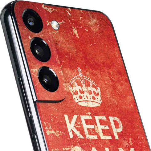 Keep Calm and Carry On Distressed Galaxy S22 Plus Skin