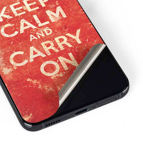 Keep Calm and Carry On Distressed Galaxy S22 Plus Skin
