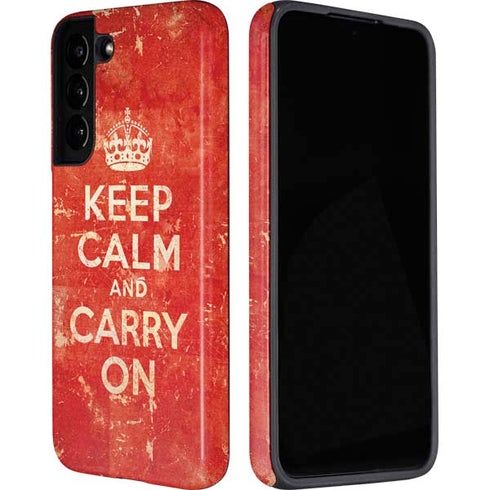 Keep Calm and Carry On Distressed Galaxy S22 Pro Case
