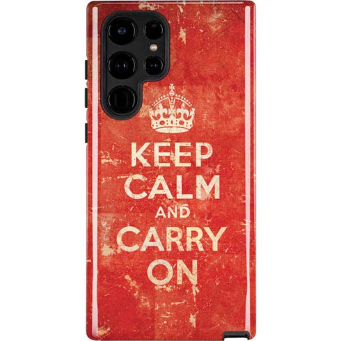 Keep Calm and Carry On Distressed Galaxy S22 Ultra Pro Case