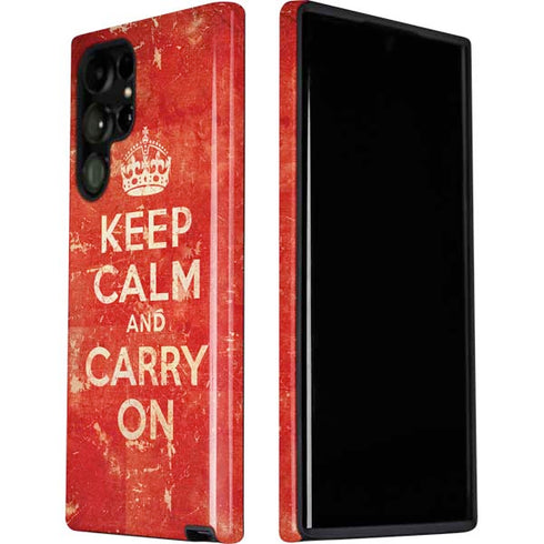 Keep Calm and Carry On Distressed Galaxy S22 Ultra Pro Case