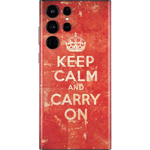 Keep Calm and Carry On Distressed Galaxy S22 Ultra Skin