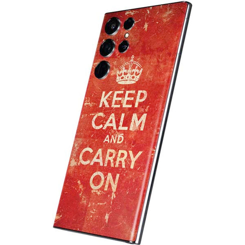 Keep Calm and Carry On Distressed Galaxy S22 Ultra Skin