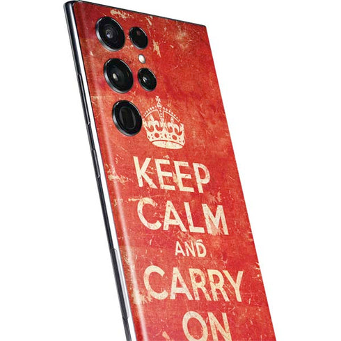 Keep Calm and Carry On Distressed Galaxy S22 Ultra Skin