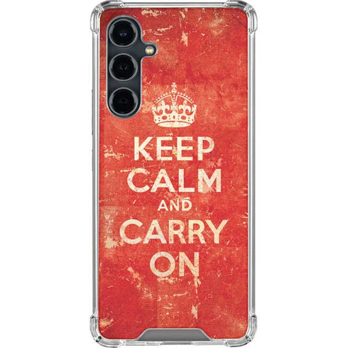 Keep Calm and Carry On Distressed Galaxy S23 FE Clear Case