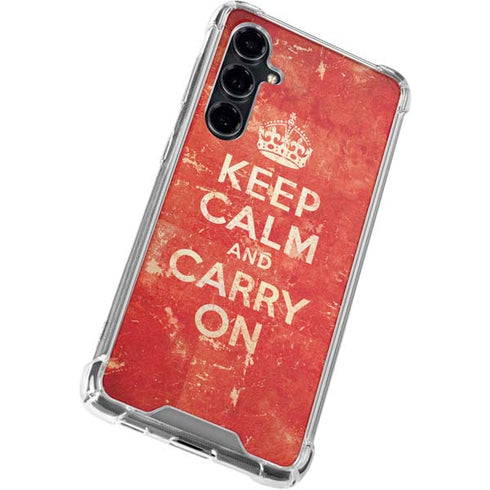 Keep Calm and Carry On Distressed Galaxy S23 FE Clear Case