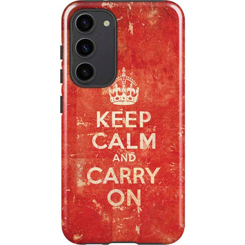 Keep Calm and Carry On Distressed Galaxy S23 Plus Pro Case