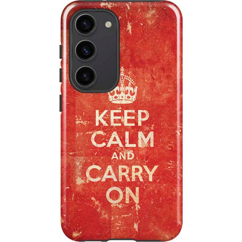 Keep Calm and Carry On Distressed Galaxy S23 Pro Case
