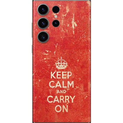 Keep Calm and Carry On Distressed Galaxy S23 Ultra Skin