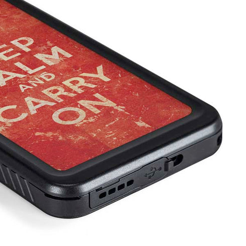 Keep Calm and Carry On Distressed Galaxy S23 Waterproof Case