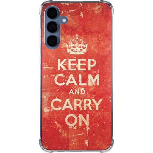 Keep Calm and Carry On Distressed Galaxy S24 Clear Case