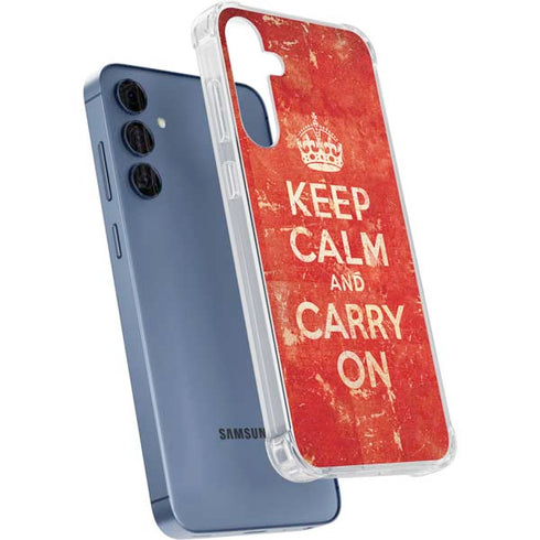 Keep Calm and Carry On Distressed Galaxy S24 Clear Case