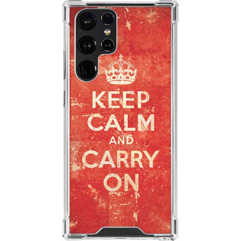 Keep Calm and Carry On Distressed Galaxy S24 Ultra Clear Case
