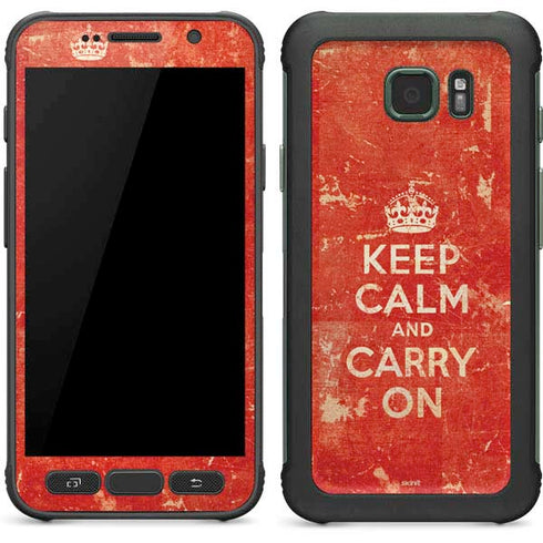 Keep Calm and Carry On Distressed Galaxy S7 Active Skin