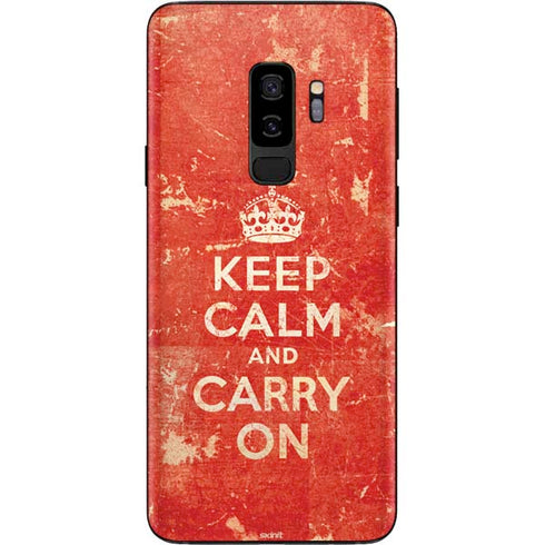 Keep Calm and Carry On Distressed Galaxy S9 Plus Skin