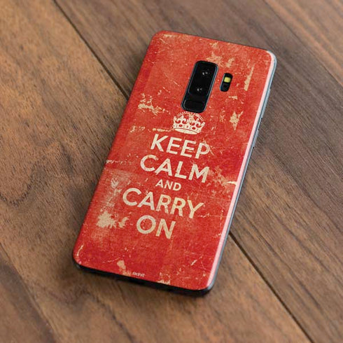 Keep Calm and Carry On Distressed Galaxy S9 Plus Skin