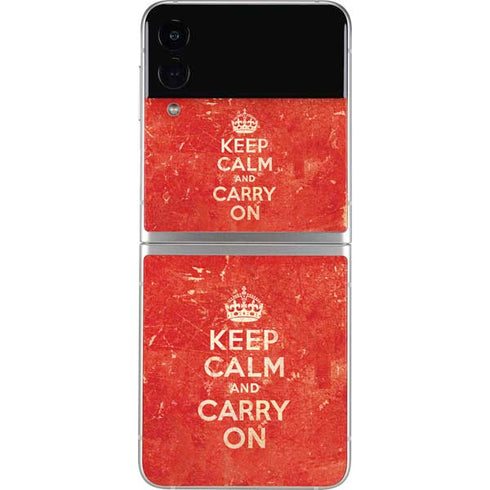 Keep Calm and Carry On Distressed Galaxy Z Flip3 5G Skin