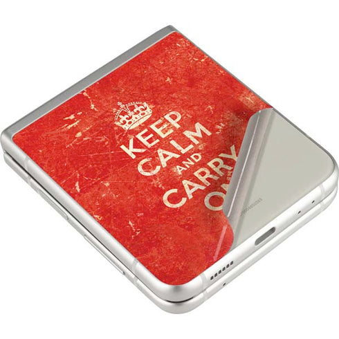 Keep Calm and Carry On Distressed Galaxy Z Flip3 5G Skin