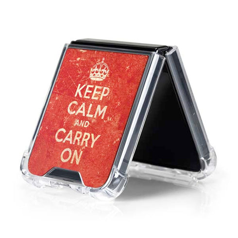 Keep Calm and Carry On Distressed Galaxy Z Flip5 5G Clear Case