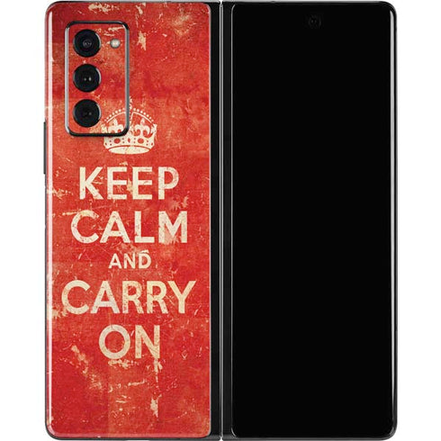 Keep Calm and Carry On Distressed Galaxy Z Fold2 5G Skin