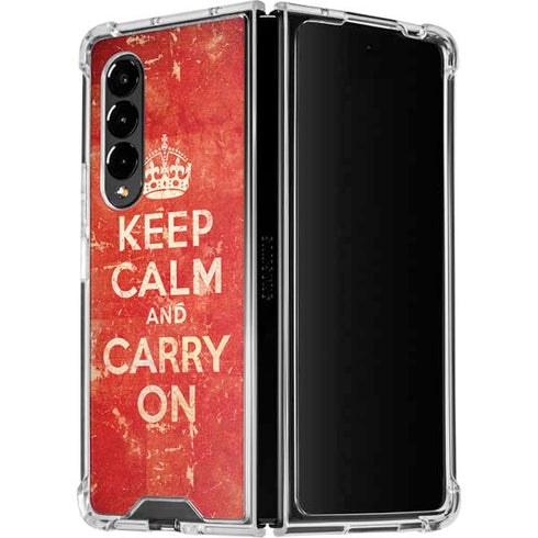 Keep Calm and Carry On Distressed Galaxy Z Fold4 5G Clear Case