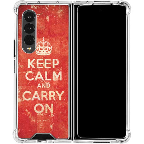 Keep Calm and Carry On Distressed Galaxy Z Fold4 5G Clear Case