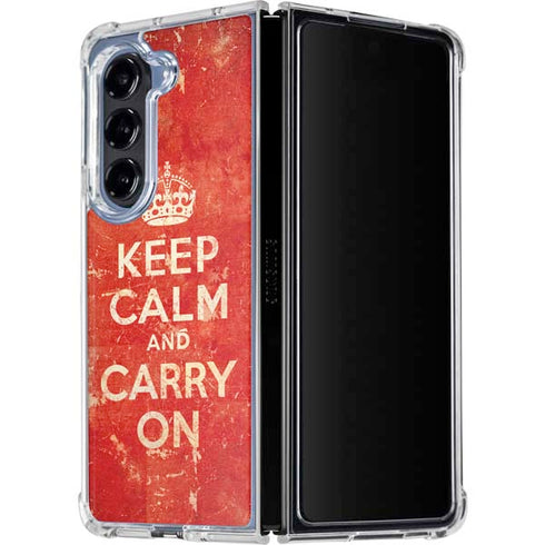Keep Calm and Carry On Distressed Galaxy Z Fold5 5G Clear Case