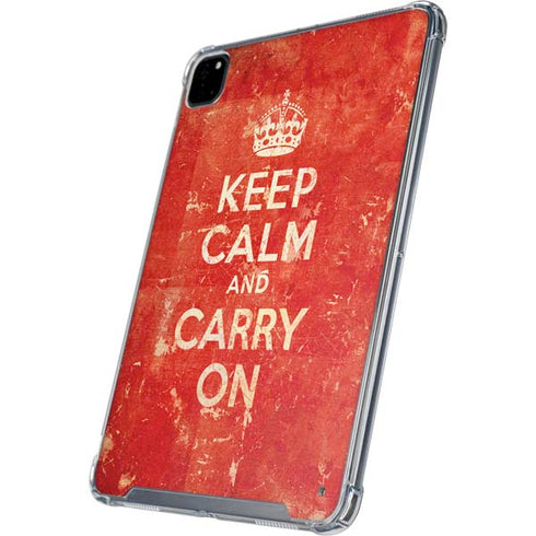 Keep Calm and Carry On Distressed iPad Pro 12.9in (2020) Clear Case