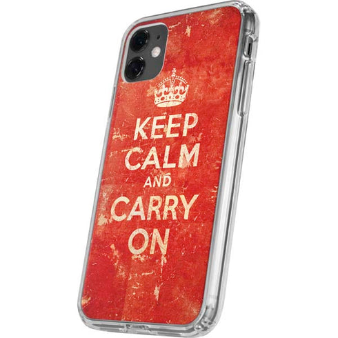Keep Calm and Carry On Distressed iPhone 11 Clear Case