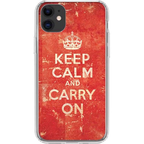 Keep Calm and Carry On Distressed iPhone 11 Clear Case