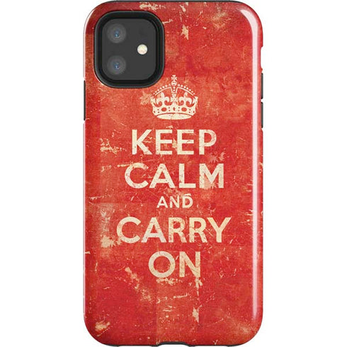 Keep Calm and Carry On Distressed iPhone 11 Impact Case