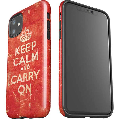 Keep Calm and Carry On Distressed iPhone 11 Impact Case