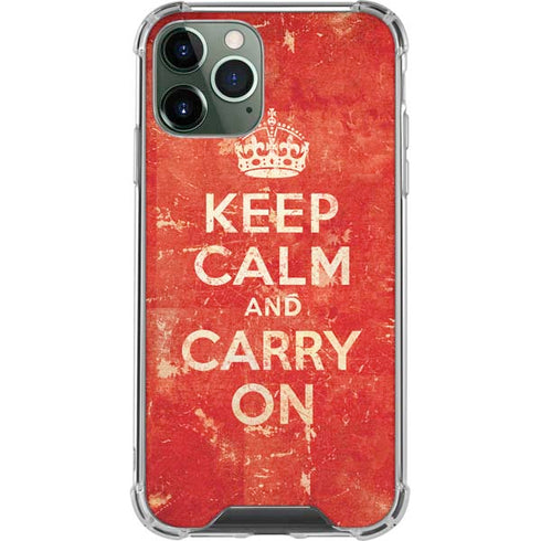 Keep Calm and Carry On Distressed iPhone 11 Pro Max Clear Case