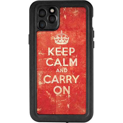 Keep Calm and Carry On Distressed iPhone 11 Pro Max Waterproof Case