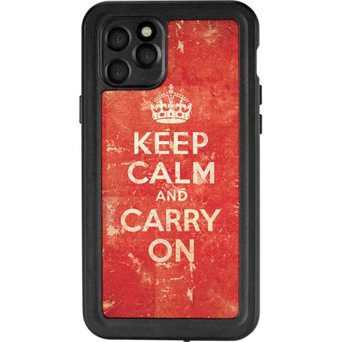 Keep Calm and Carry On Distressed iPhone 11 Pro Waterproof Case