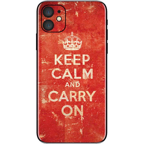 Keep Calm and Carry On Distressed iPhone 11 Skin