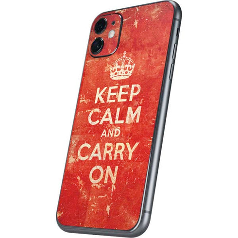 Keep Calm and Carry On Distressed iPhone 11 Skin