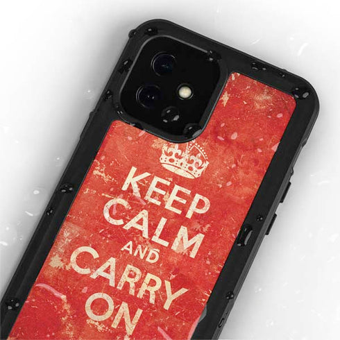 Keep Calm and Carry On Distressed iPhone 12 Mini Waterproof Case
